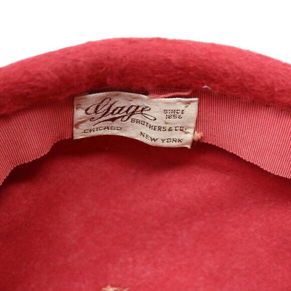 Vintage Hat Red Cascasine Fur Metallic Trim Big Bow Gage Brothers Tag - Hey Viv - Picture 7 of 9